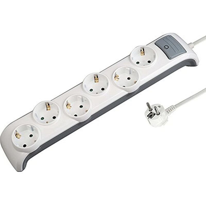 foto del prodotto electraline 62507 ciabatta presa multipla, 6 prese con interruttore per vetrina sezione 3 g1 mm , 2 m, colore bianco
