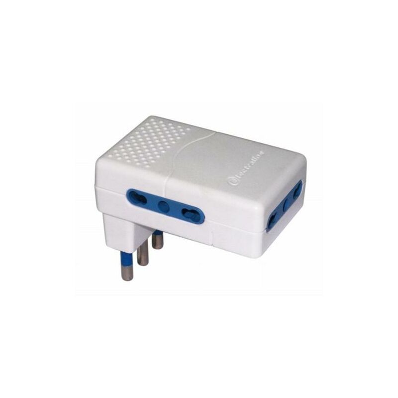 foto del prodotto electraline 71038 adattatore piatto triplo, spina 16a 230v, presa 10 16a 230 v, bianco opaco