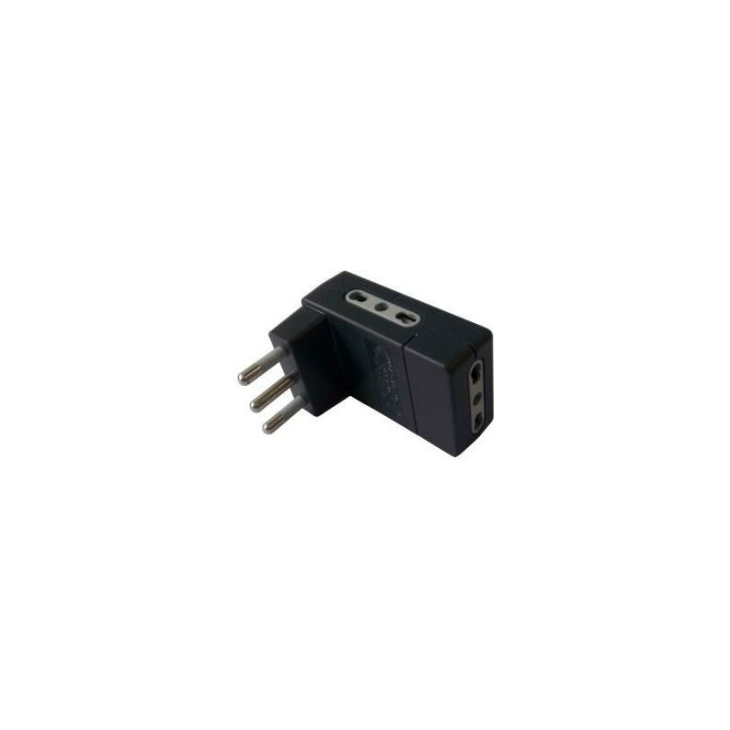 foto del prodotto electraline 71928 adattatore multipresa piatto triplo, spina 16a 230v, presa tripla 10 16a 230 v, nero opaco