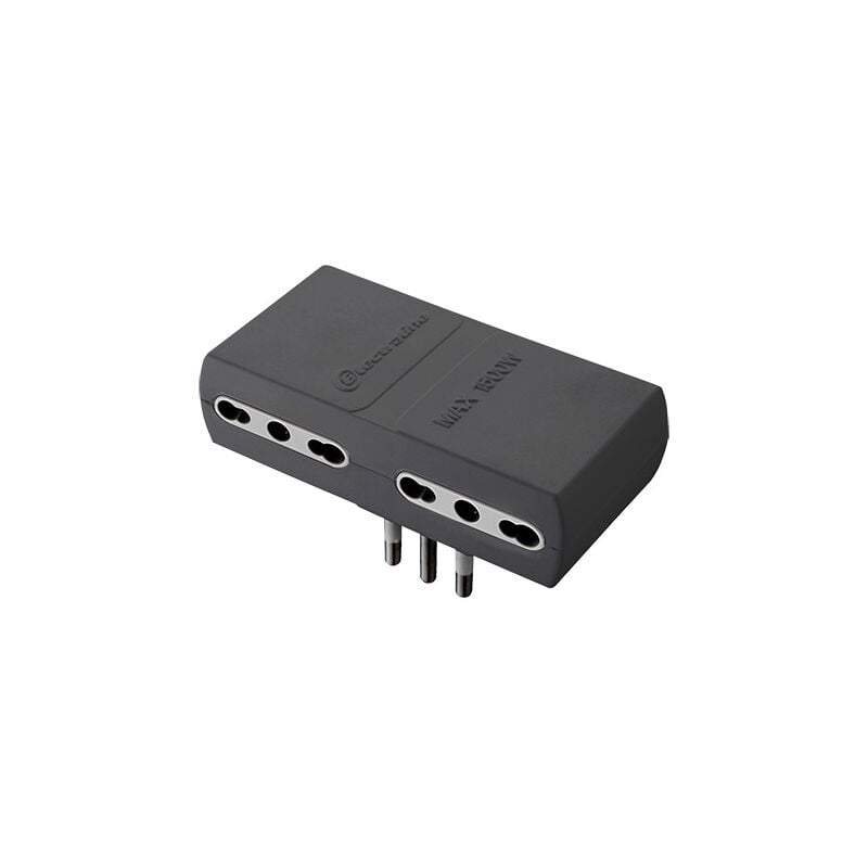 foto del prodotto electraline 71934 adattatore quadruplo, spina 16 a, 230 v, presa 10 16 a, 230 v, grigio