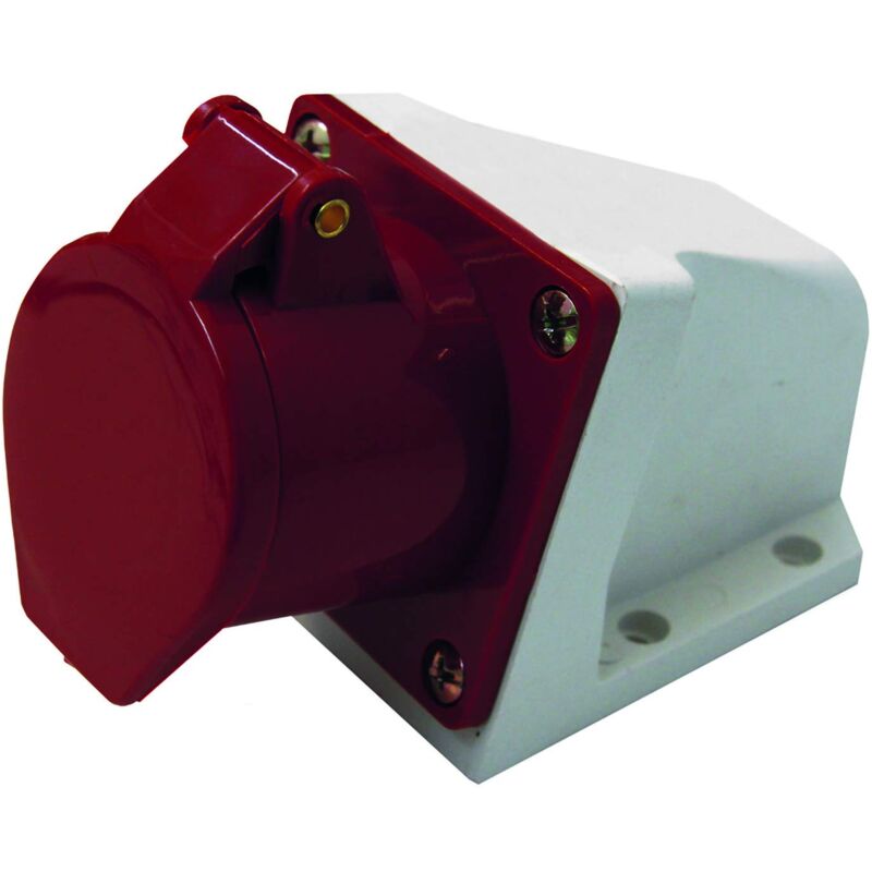 foto del prodotto electraline 80869 80869 presa industriale da parete inclinata, 16a, 3p t, 380v, ip44, colore rosso