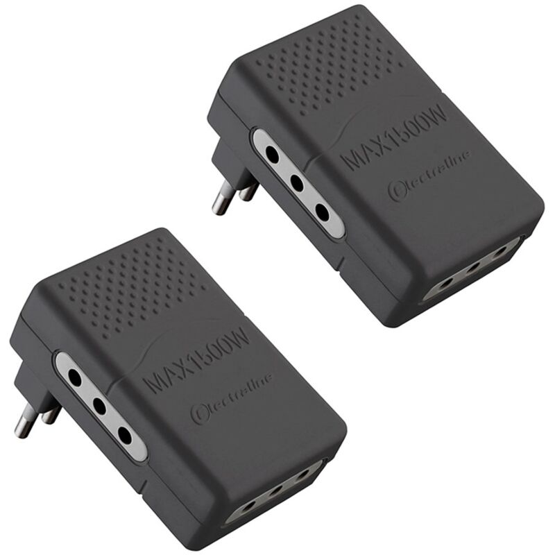 foto del prodotto electraline 92309 set 2 adattatori multipresa tripla 3 posti 10a, nero