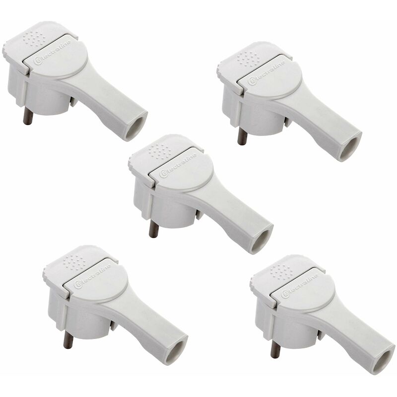 foto del prodotto electraline 92399 confezione da 5 spine schuko, piatta, bianco