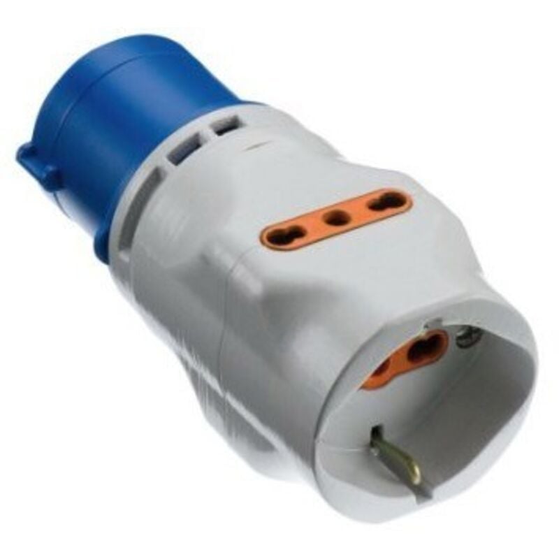 foto del prodotto electraline adattatore 16a 2p t industriale a schuko 2biv. elettrocanali cod. ec690510 