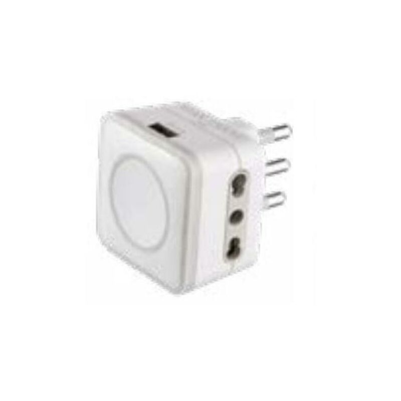 foto del prodotto electraline adattatore triplo gummy con usb 1.2a grigio 72085