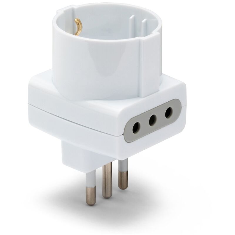 foto del prodotto electraline adattatore triplo schuko bivalente 10a 2p t presa 10a 2p t colore nero