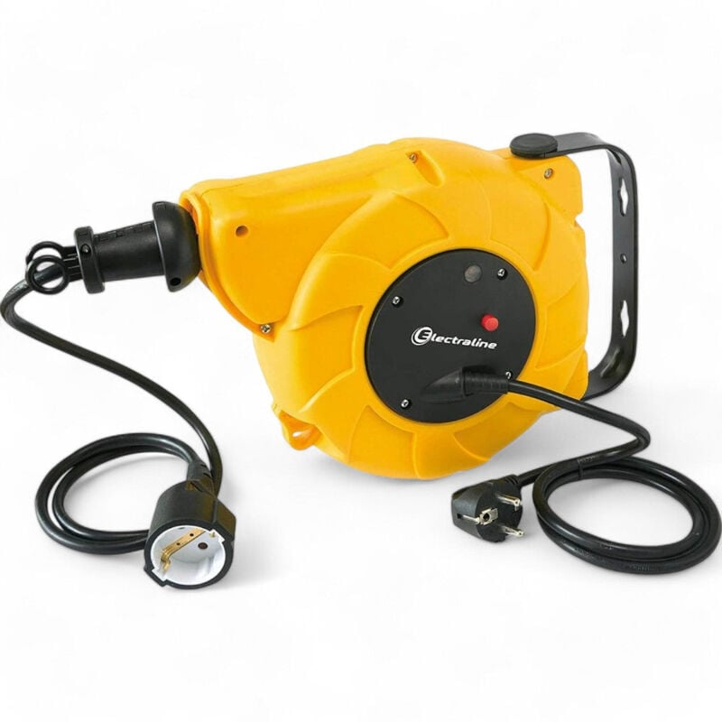 foto del prodotto electraline avvolgicavo elettrico automatico a molla 15 metri con funzione di riavvolgimento pratico e sicurezza integrata