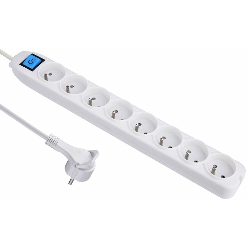 foto del prodotto electraline ciabatta multipresa a 8 prese con interruttore, cavo 1,5 m ref. 32045 , bianco, 32045