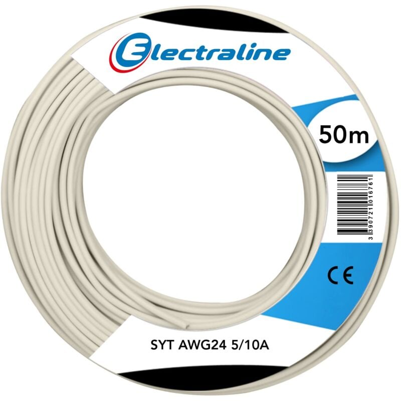 foto del prodotto electraline lmf901516764 bobina di cavo syt awg24, 2 paia 5 10a, 50 m, colore avorio