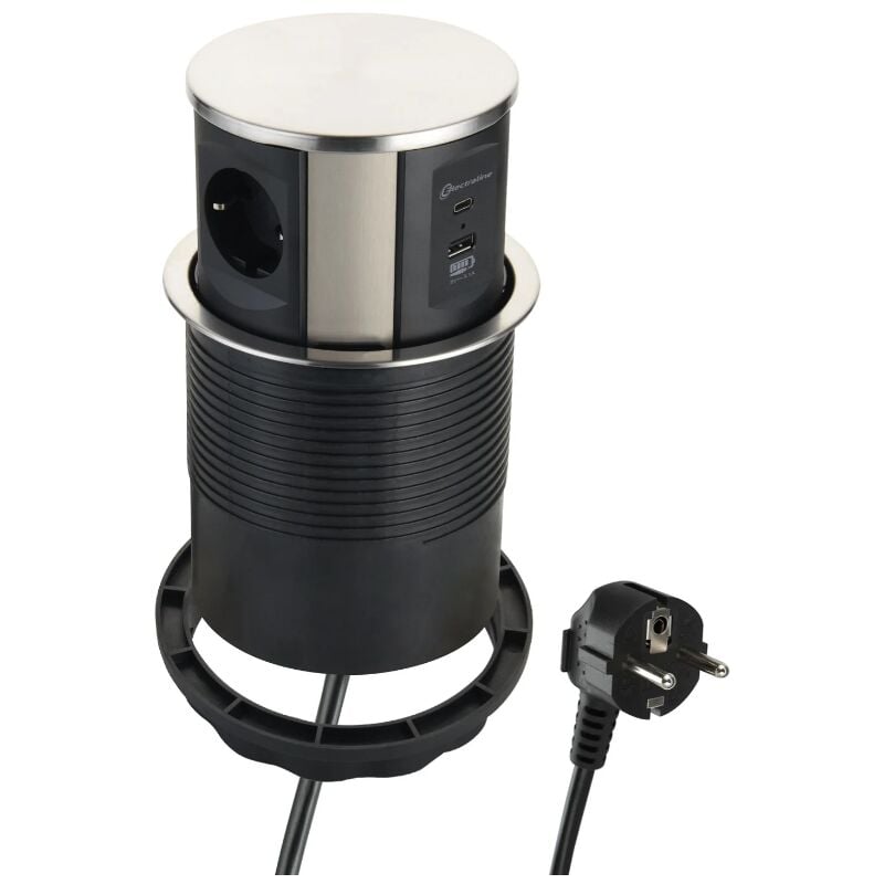 foto del prodotto electraline multipresa a scomparsa 5 posti 3 prese schuko 2 prese usb 62571