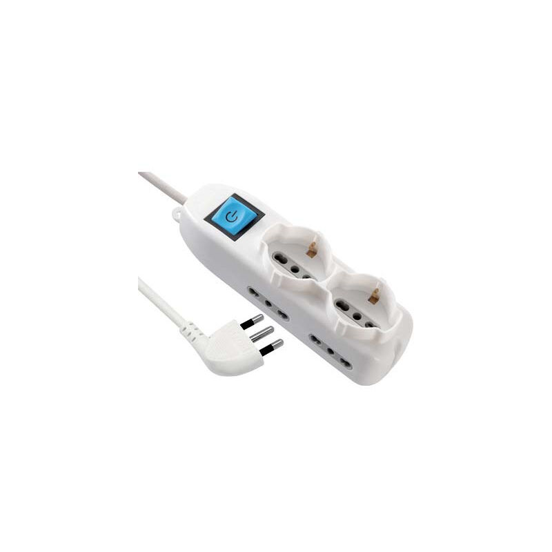 foto del prodotto electraline multipresa bipasso schuko int.lum bianco posti 6 2p t 16a n xmmq 3x1,5 mt 1,5