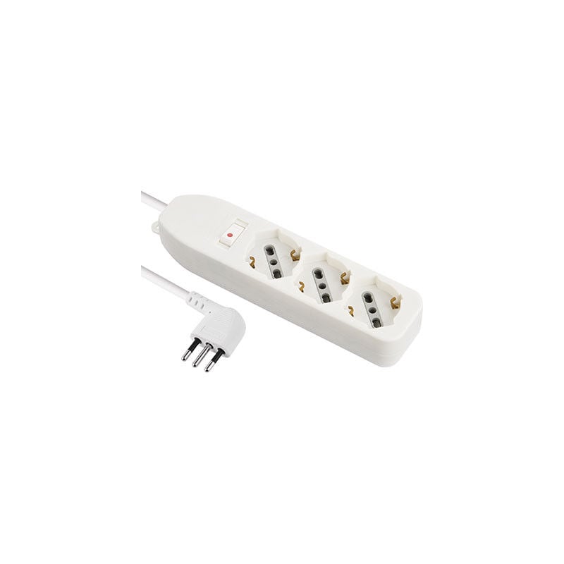 foto del prodotto electraline multipresa bipasso schuko termico bianco posti 3 2p t 10a n xmmq 3x0,75 mt 1,5