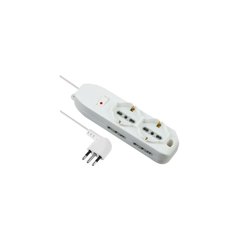 foto del prodotto electraline multipresa bipasso schuko termico bianco posti 6 2p t 10a n xmmq 3x0,75 mt 2
