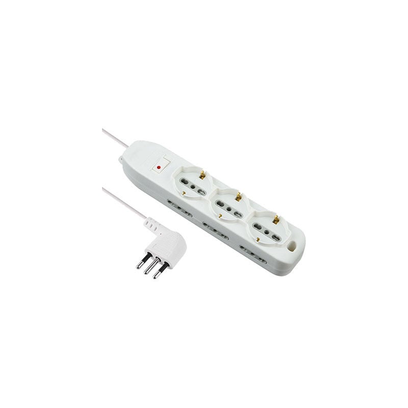 foto del prodotto electraline multipresa bipasso schuko termico bianco posti 9 2p t 10a n xmmq 3x0,75 mt 2