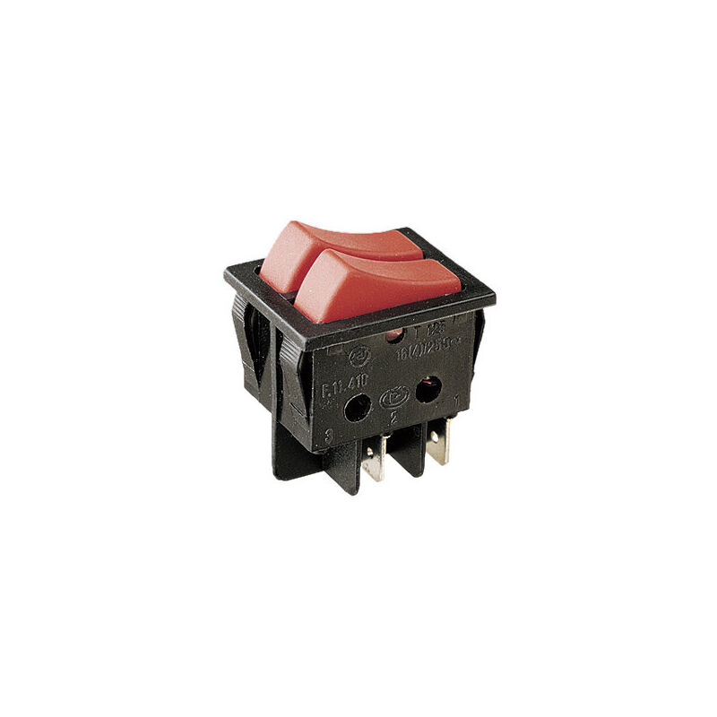 foto del prodotto electro dh interruttore unipolare a doppio tasto tipo 2 interruttori 16a 250v faston colore nero 11.410.ill nrrr 8430552016839