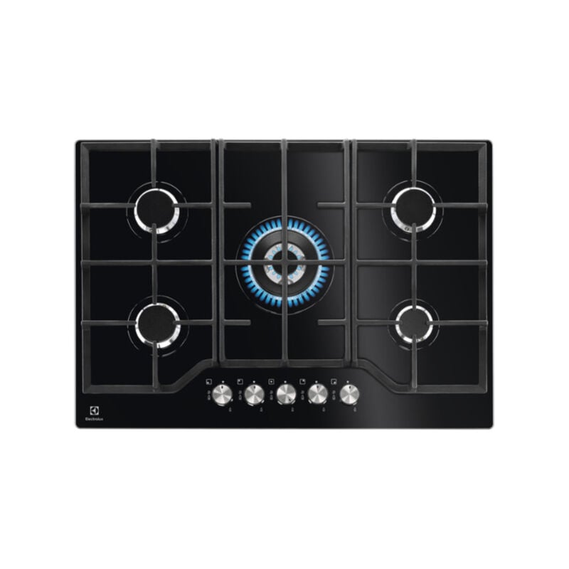 foto del prodotto electrolux - egg7536k piano cottura gas 5 fornelli da incasso nero vetro 74cm