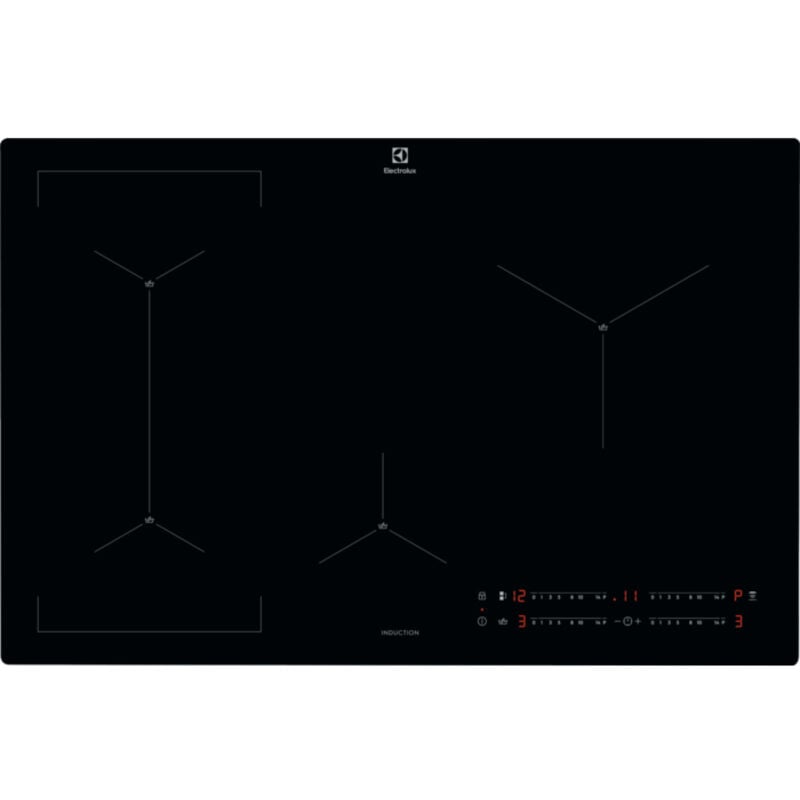 foto del prodotto electrolux eis82449c. colore del prodotto nero, posizionamento dell apparecchio da incasso, dimensione della larghezza del piano cottura 80 cm.