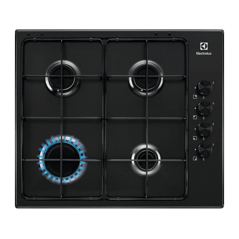 foto del prodotto electrolux kgs6404b piano cottura nero da incasso 59.5 cm gas 4 fornelli