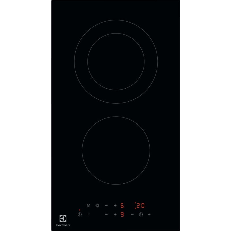 foto del prodotto electrolux lhr3233ck piano cottura nero da incasso ceramica 2 fornelli