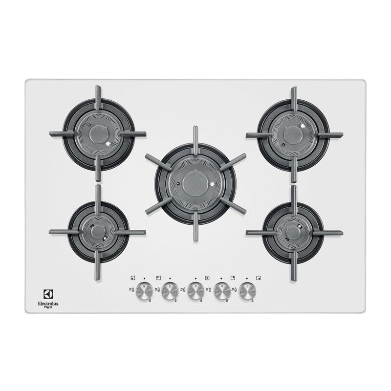 foto del prodotto electrolux pvf750uob. colore del prodotto bianco, posizionamento dell apparecchio da incasso, tipo di piano cottura gas. bruciatore piccolo 