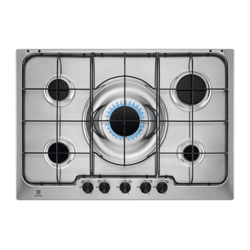 foto del prodotto electrolux rgg7252oox piano cottura a gas 5 fornelli da incasso 74.5 cm acciaio inox