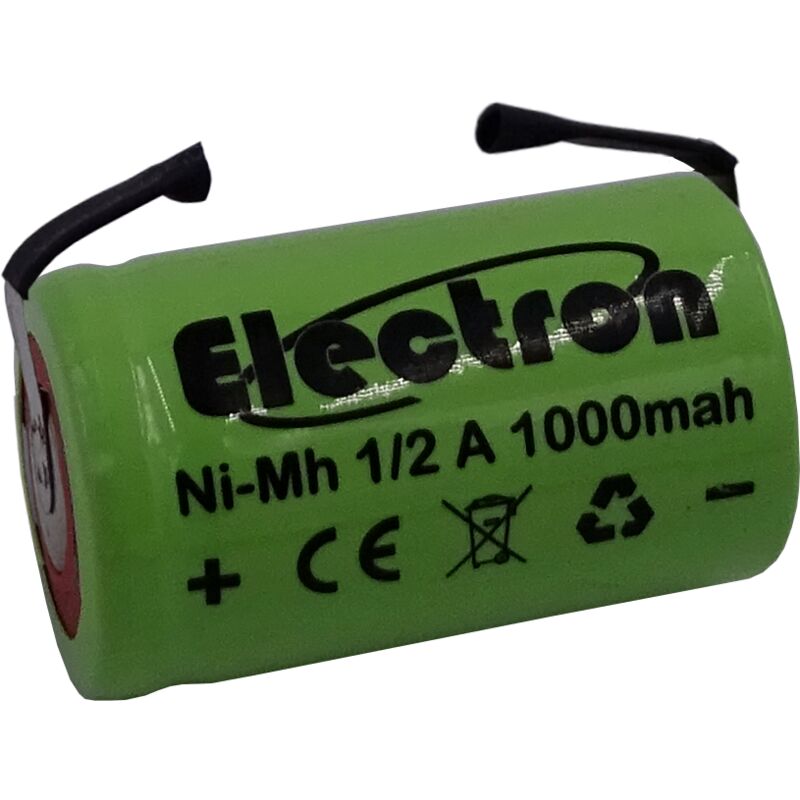 foto del prodotto electron batteria ricaricabile ni mh 1 2a 1,2v 1000mah con linguette a saldare