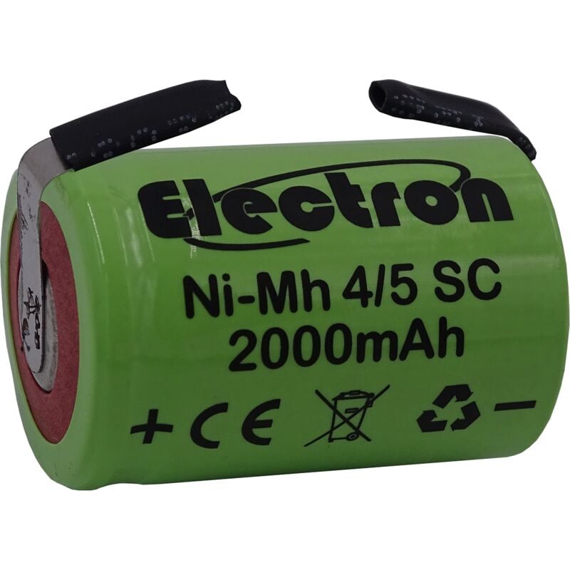 foto del prodotto electron batteria ricaricabile ni mh 4 5sc 1,2v 2000mah con linguette a saldare