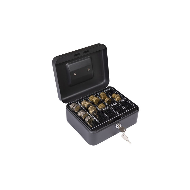 foto del prodotto elegant cash cassetta di sicurezza con chiave per contare e trasportare denaro, cassetta portavalori in acciaio con vassoio portamonete, cassaforte