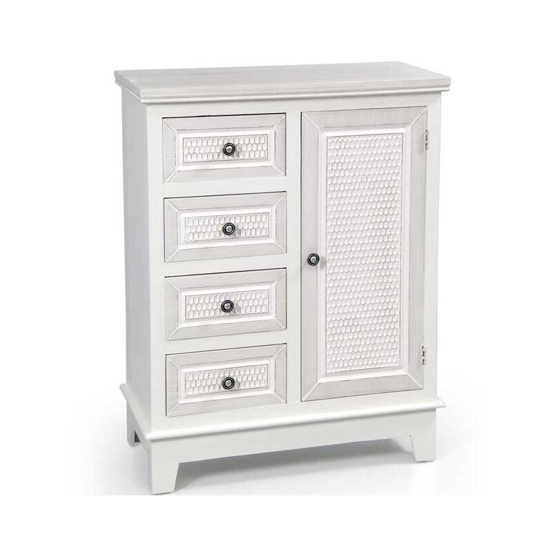 foto del prodotto elegant mobile con anta e 4 cassetti 66x32x84 cm colore bianco