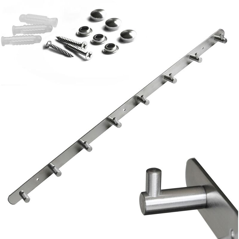 foto del prodotto elegante appendiabiti appendiabiti a parete in acciaio inox v2a, 8 ganci adatto per uso interno ed esterno ... melko