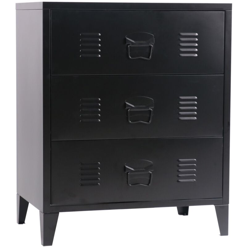 foto del prodotto elegante cassettiera pratica cassettiera in acciaio metallico 72 x 60 x 40 cm nero 030006837