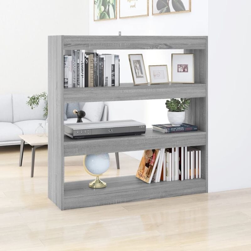 foto del prodotto elegante libreria in legno con 3 ripiani 100x30x103cm vari colori disponibili colore grigio
