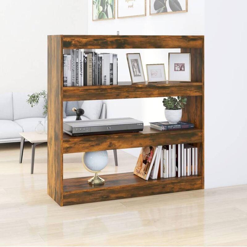 immagine 0 del prodotto elegante libreria in legno con 3 ripiani 100x30x103cm vari colori disponibili colore marrone fumo