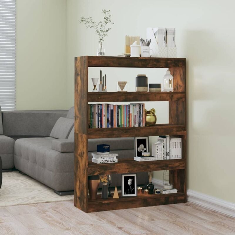 foto del prodotto elegante libreria in legno con 4 ripiani 100x30x135cm vari colori disponibili colore marrone fumo