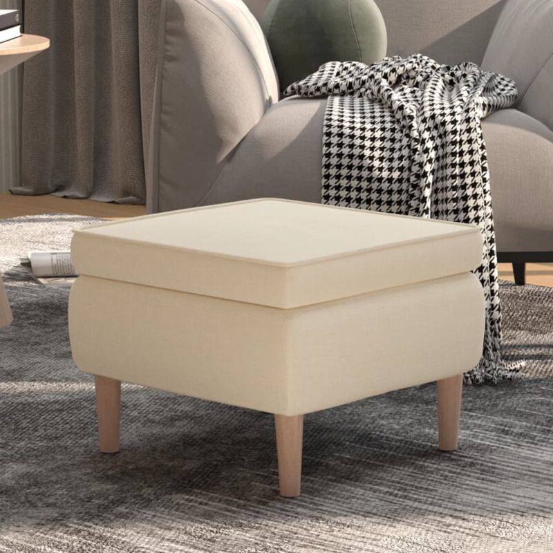 foto del prodotto elegante poggiapiedi con rivestimento in tessuto disponibile in vari colori colore crema