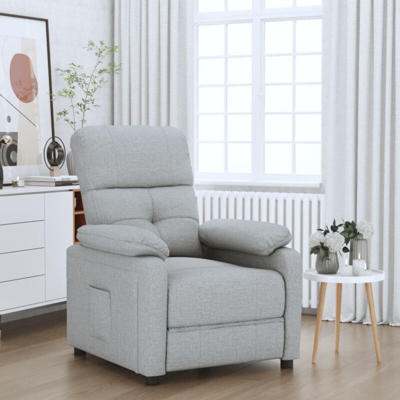 foto del prodotto elegante poltrona da salotto reclinabile in tessuto disponibili vari colori colore grigio chiaro