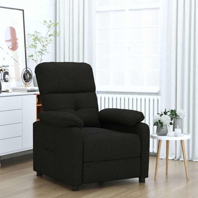 foto del prodotto elegante poltrona da salotto reclinabile in tessuto disponibili vari colori colore nero