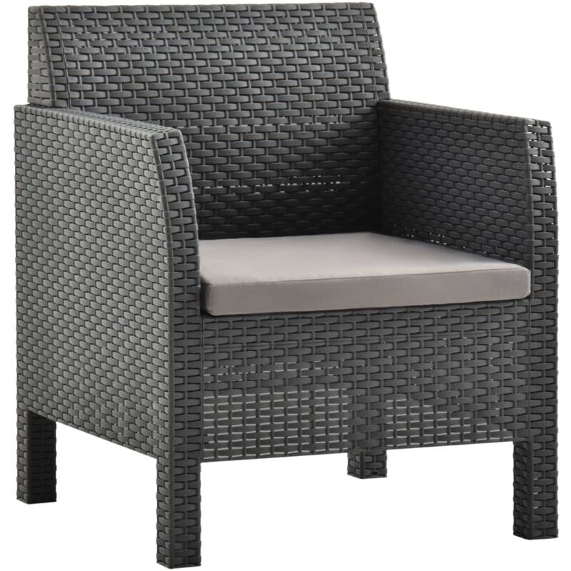 foto del prodotto elegante poltrona giardino con cuscino in rattan pp antracite