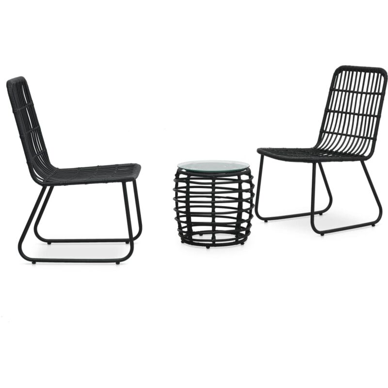 foto del prodotto elegante salottino da patio con 2 sedie e tavolo rotondo di design vari colori colore nero