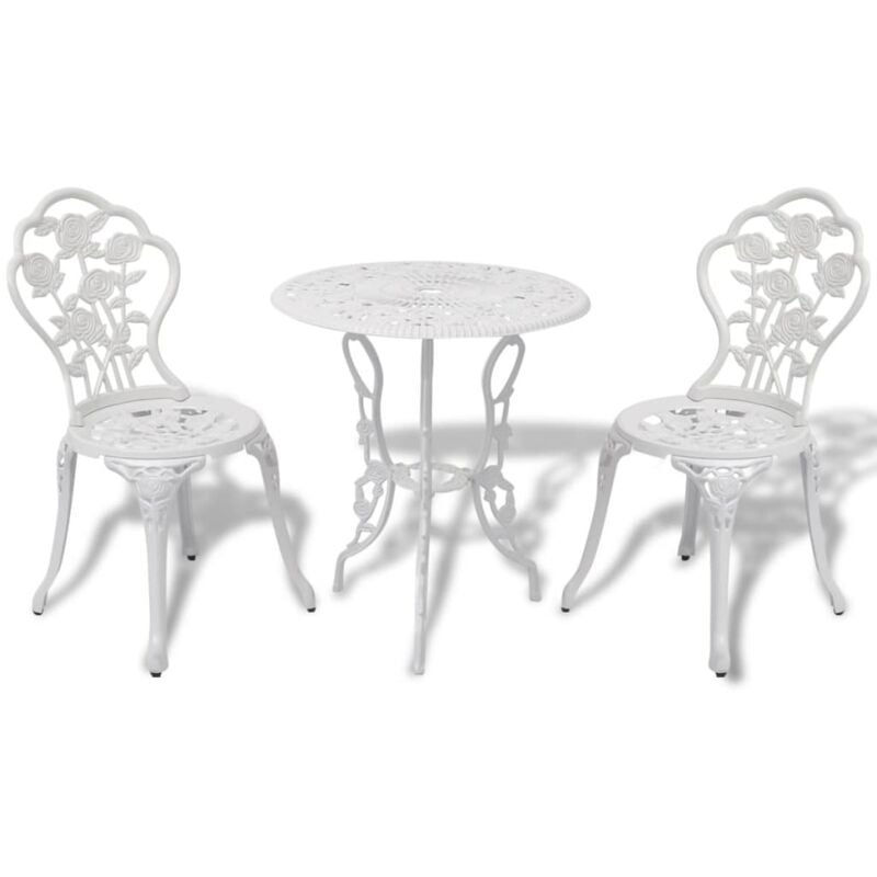 foto del prodotto elegante set da giardino in alluminio pressofuso tavolo e 2 sedie vari colori colore bianco