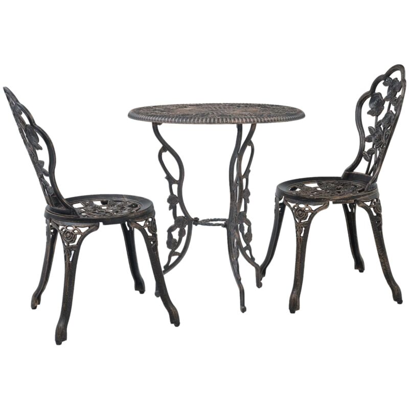 foto del prodotto elegante set da giardino in alluminio pressofuso tavolo e 2 sedie vari colori colore marrone