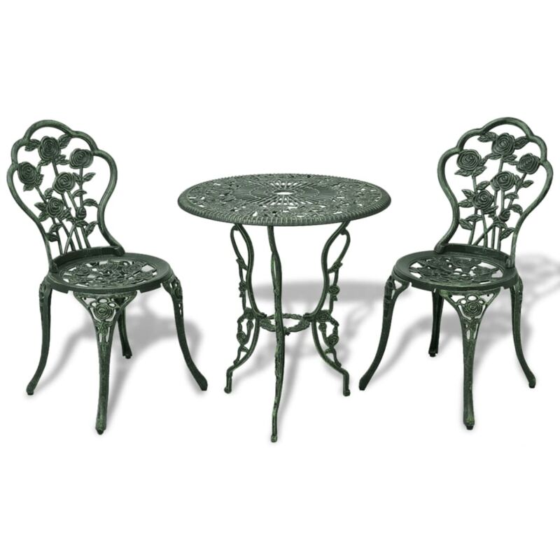 foto del prodotto elegante set da giardino in alluminio pressofuso tavolo e 2 sedie vari colori colore verde
