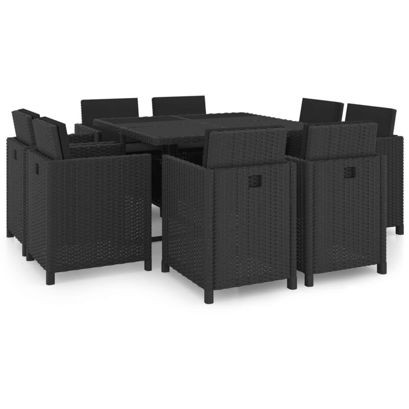 foto del prodotto elegante set da pranzo da esterni con tavolo e 8 sedie con cuscini vari colori colore nero
