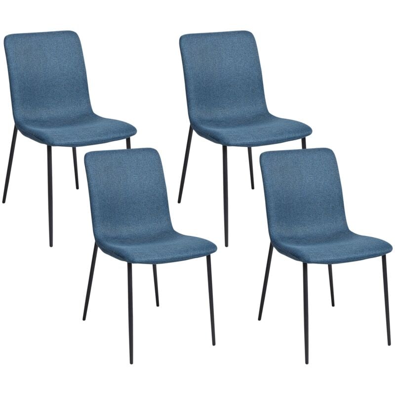foto del prodotto elegante set di 4 sedie da pranzo in tessuto sala da pranzo gambe in ferro poliestere blu scuro glendive