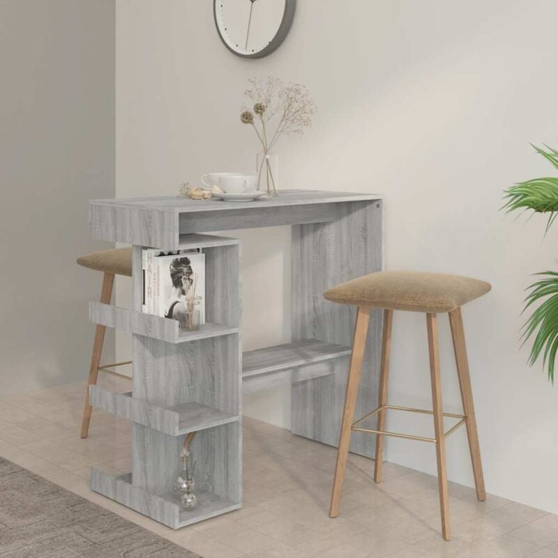 foto del prodotto elegante tavolo bar con ripiani laterali e ripiano centrale vari colori colore grigio