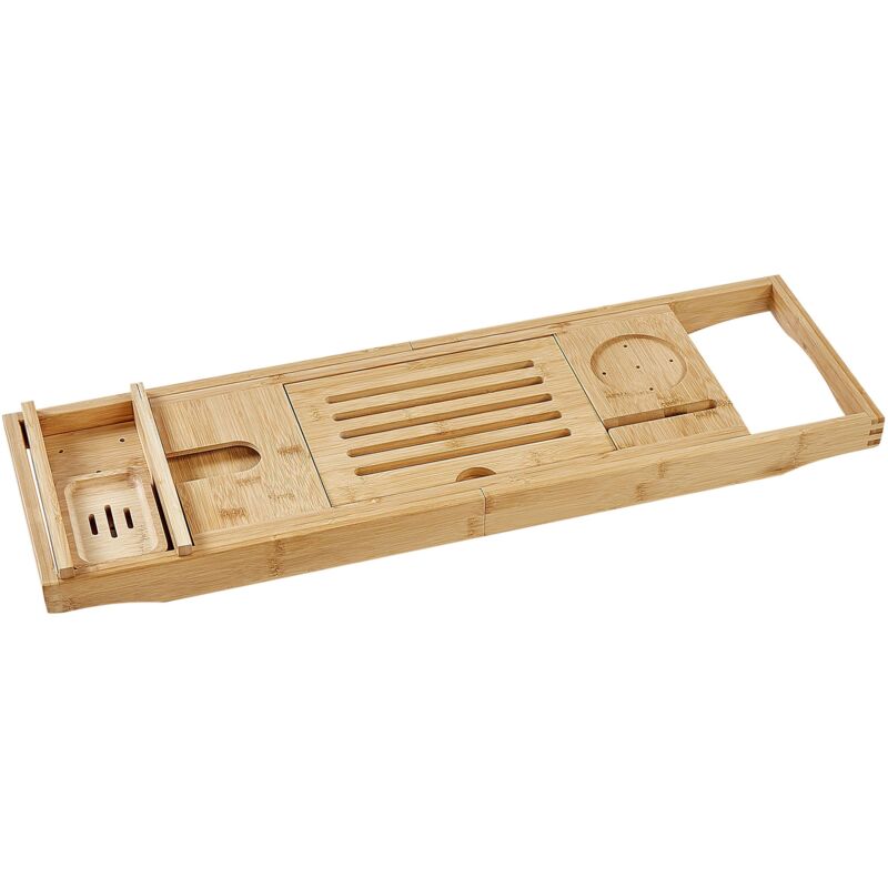 foto del prodotto elegante vassoio per vasca da bagno in bamb accessori per il bagno in legno chiaro lowes