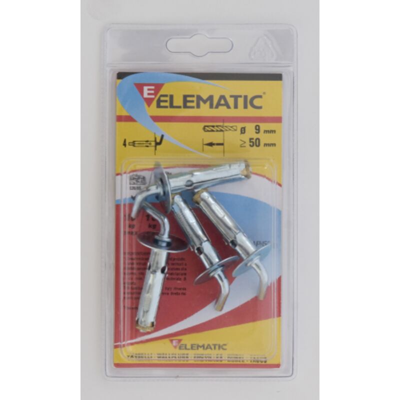 foto del prodotto elematic 4 pz tasselli t61 gc9 fischer tassello gancio corto 9x40 mm