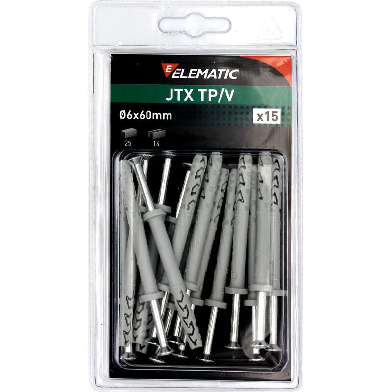 foto del prodotto elematic blister tasselli jtx tp v 6x60 pz.15 