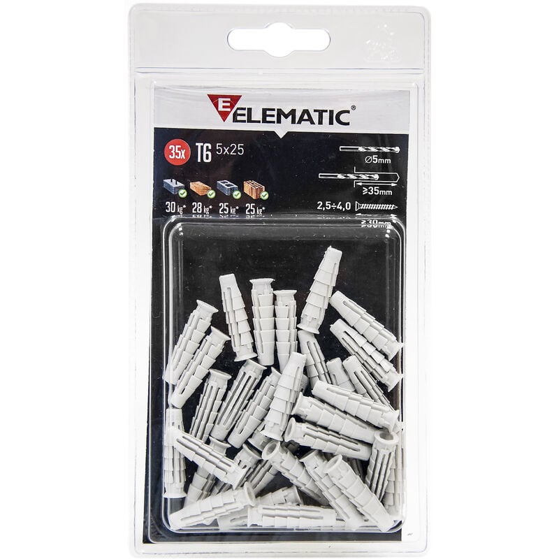 foto del prodotto elematic blister tasselli t6 va 6 pz.15 