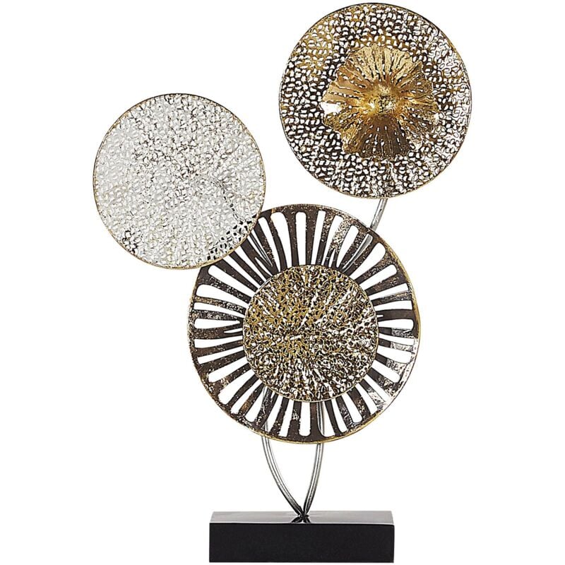 foto del prodotto elemento decorativo in metallo oro e argento a cerchi industriale 44 cm uranium